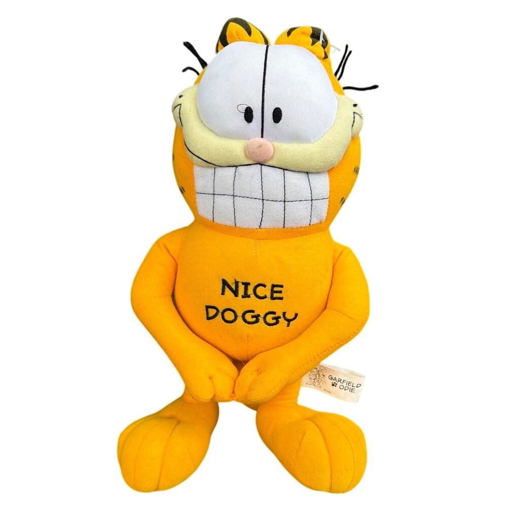 Vtg Garfield "Nice Doggy" 13" plush stuffed animal orange cat kellytoy